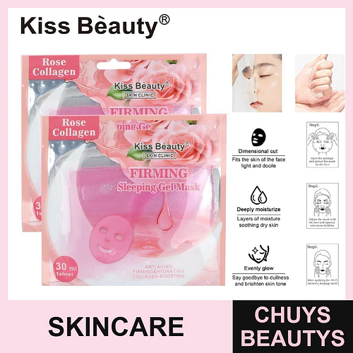 Mascarilla de Gel para Dormir Kiss Beauty Rose Collagen Reafirmante - Chuys Beautys | Chuys Beautys