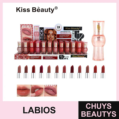 Labial Velvet Larga Duración Kiss Beauty 24 Horas - Chuys Beautys | Chuys Beautys