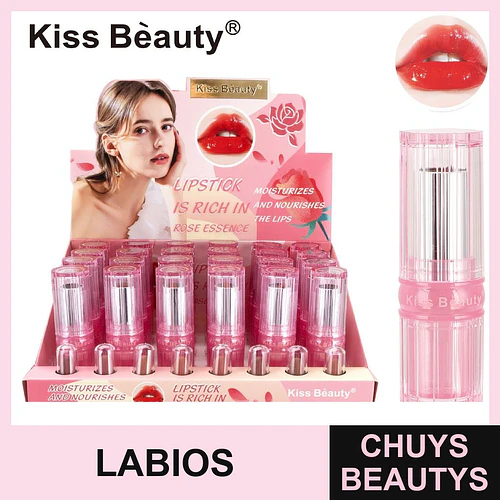 Labial Hidratante Kiss Beauty con Esencia de Rosa para Labios Suaves - Chuys Beautys | Chuys Beautys