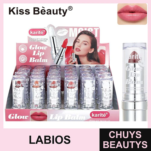 Bálsamo Labial Hidratante Iluminador Karité Glow de Kiss Beauty - Chuys Beautys | Chuys Beautys