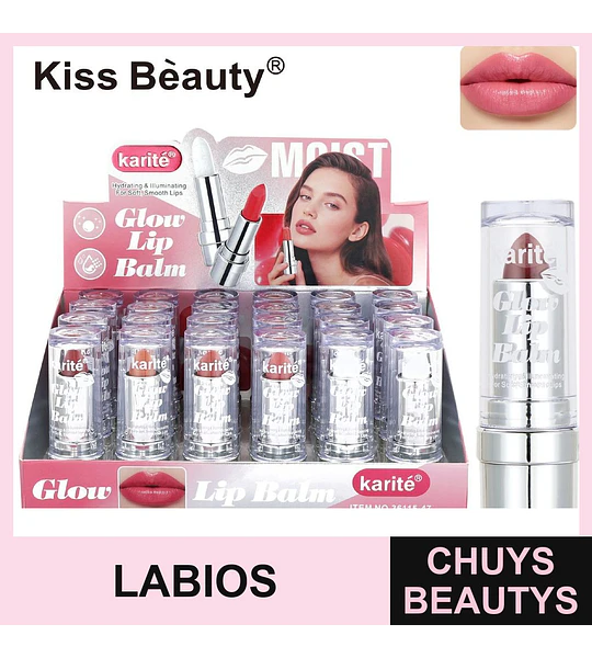 Bálsamo Labial Hidratante Iluminador Karité Glow de Kiss Beauty