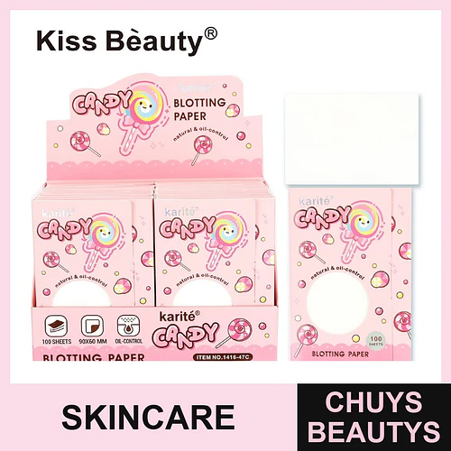 Papel absorbente facial Kiss Beauty Karité Candy para control de grasa - Chuys Beautys | Chuys Beautys