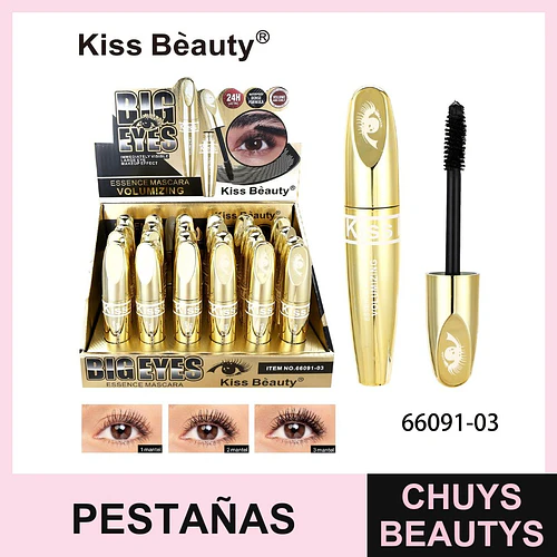 Máscara de Pestañas Voluminizadora Big Eyes Kiss Bèauty 24H Duración - Chuys Beautys | Chuys Beautys