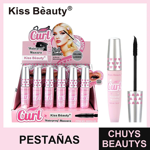 Máscara de Pestañas Rizadora Voluminizadora Kiss Beauty Curl Waterproof - Chuys Beautys | Chuys Beautys