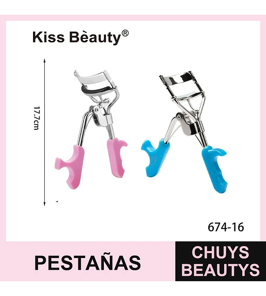 Rizador de Pestañas Portátil con Mango de Colores Kiss Bèauty