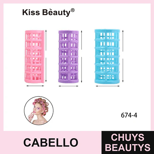 Rizadores de cabello plásticos ventilados Kiss Bèauty en tres tamaños - Chuys Beautys | Chuys Beautys