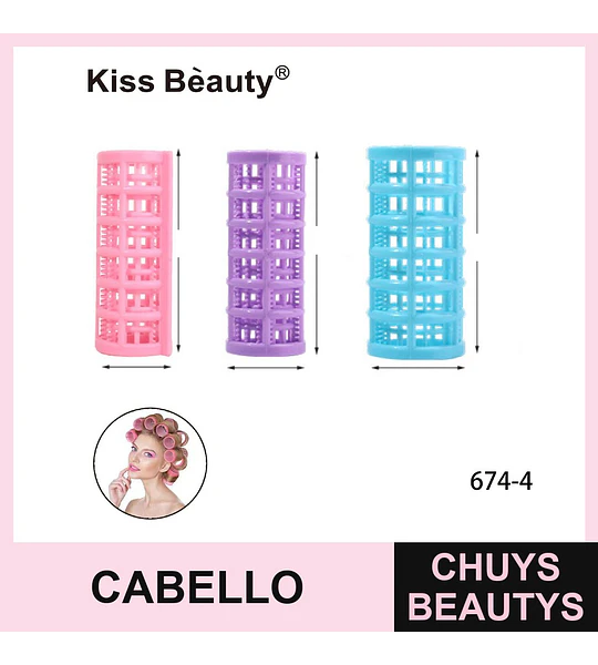 Rizadores de cabello plásticos ventilados Kiss Bèauty en tres tamaños