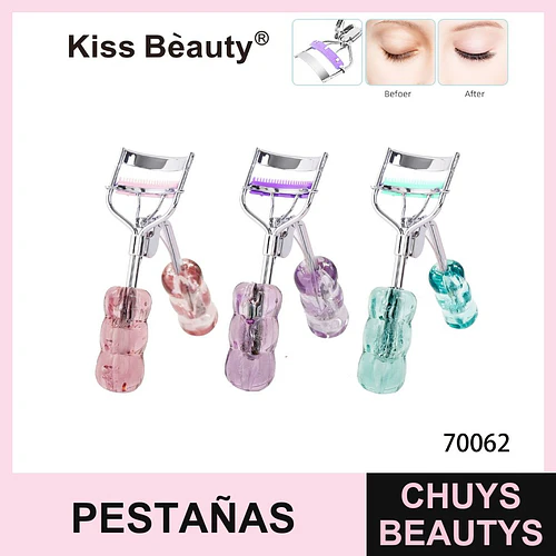 Encrespador de Pestañas Kiss Bèauty con Mango Transparente de Colores - Chuys Beautys | Chuys Beautys