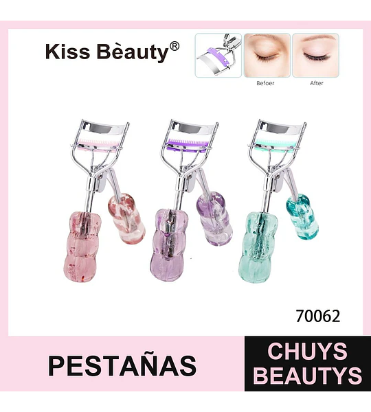 Encrespador de Pestañas Kiss Bèauty con Mango Transparente de Colores