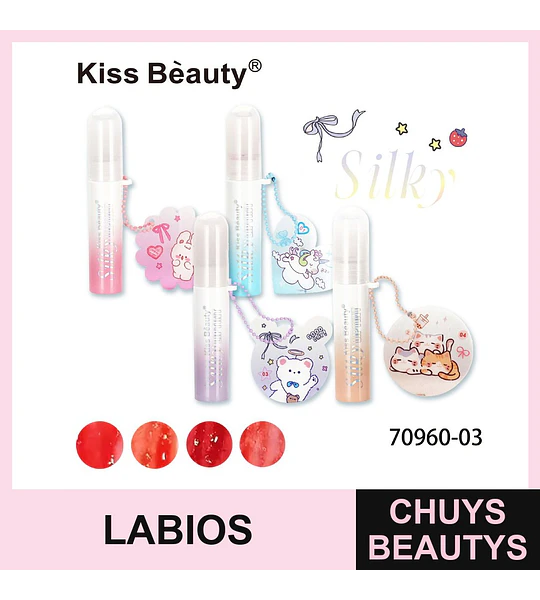 Brillo Labial Sedoso Kiss Bèauty con Charm de Animales y Efecto Hidratante
