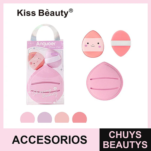 Set de Esponjas y Borlas de Maquillaje Kiss Bèauty Anguoer para Aplicación Suave - Chuys Beautys | Chuys Beautys