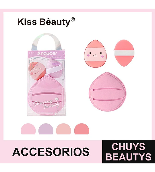 Set de Esponjas y Borlas de Maquillaje Kiss Bèauty Anguoer para Aplicación Suave