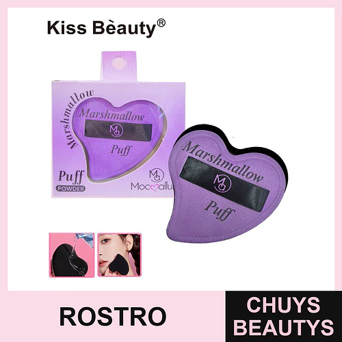 Borla de maquillaje Marshmallow Kiss Bèauty en forma de corazón para polvo y base - Chuys Beautys | Chuys Beautys
