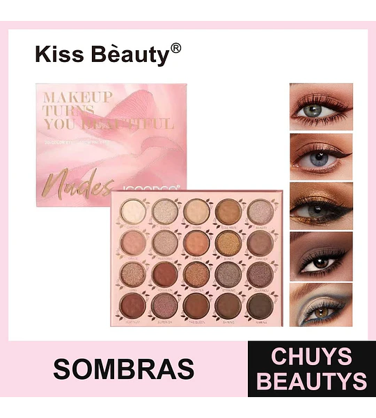 Paleta de Sombras Nudes de 20 Colores Kiss Bèauty