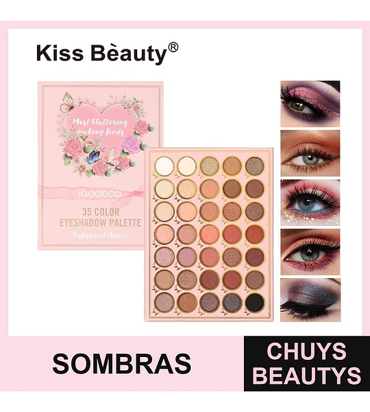 Paleta de Sombras Kiss Bèauty Profesional de 35 Tonos Variados