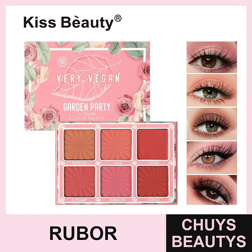 Paleta de Rubores Vegana Kiss Bèauty Garden Party de 6 Tonos - Chuys Beautys | Chuys Beautys