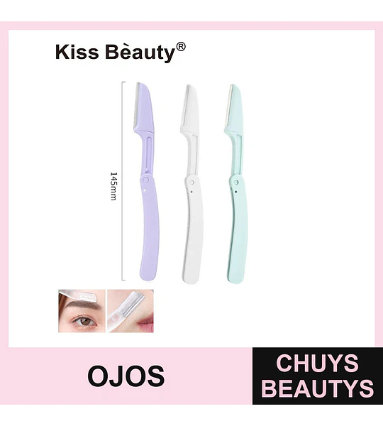 Set de 3 Perfiladores de Cejas Plegables Kiss Bèauty para Depilación Facial