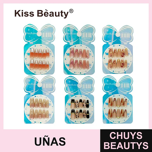Set de 6 Diseños de Uñas Postizas Adhesivas Kiss Bèauty - Chuys Beautys | Chuys Beautys