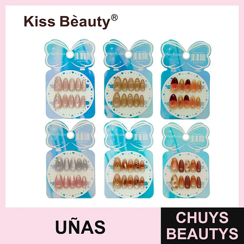 Uñas postizas almendradas Kiss Beauty con diseños variados y elegantes - Chuys Beautys | Chuys Beautys