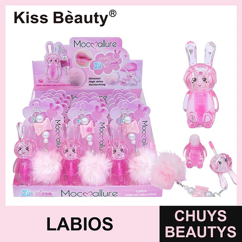 Brillo labial con forma de conejo Kiss Bèauty Mocmallure, hidratante y brillante - Chuys Beautys | Chuys Beautys
