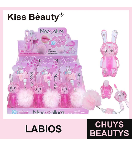 Brillo labial con forma de conejo Kiss Bèauty Mocmallure, hidratante y brillante