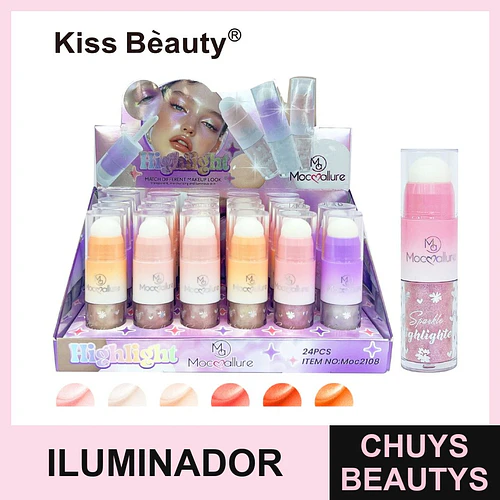 Iluminador en Barra Doble Kiss Beauty Moccallure con Brillo - Chuys Beautys | Chuys Beautys