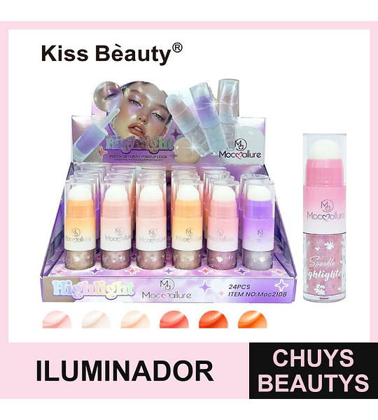 Iluminador en Barra Doble Kiss Beauty Moccallure con Brillo