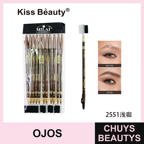 Lápiz delineador y de cejas Milai con cepillo y sacapuntas integrado - Chuys Beautys | Chuys Beautys