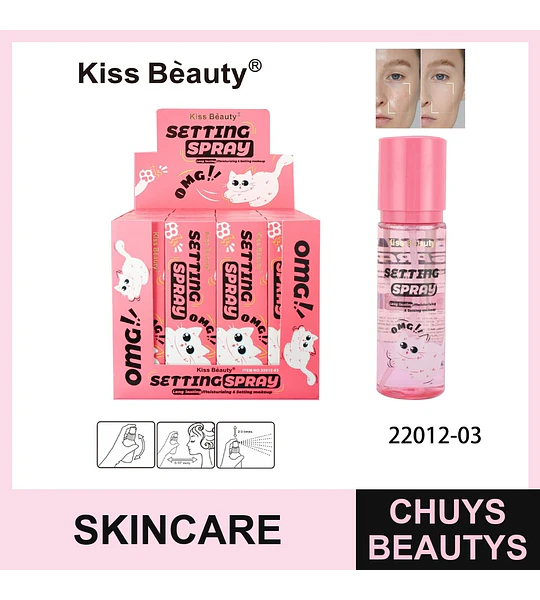 Setting Spray Kiss Beauty fijador de maquillaje larga duración hidratante
