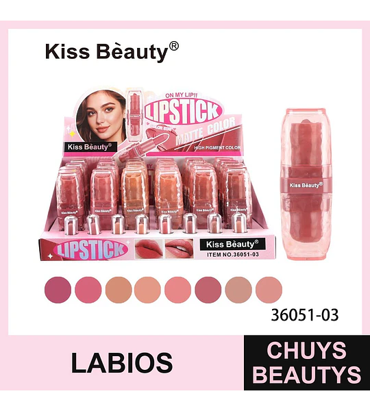 Labial Mate de Larga Duración Kiss Bèauty Alta Pigmentación