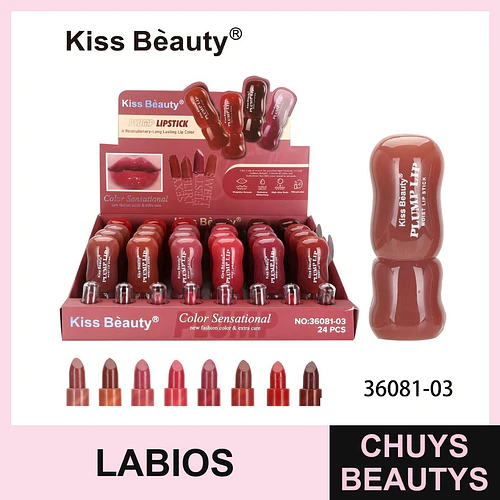 Labial Plump Lipstick Larga Duración Color Sensacional Kiss Bèauty - Chuys Beautys | Chuys Beautys
