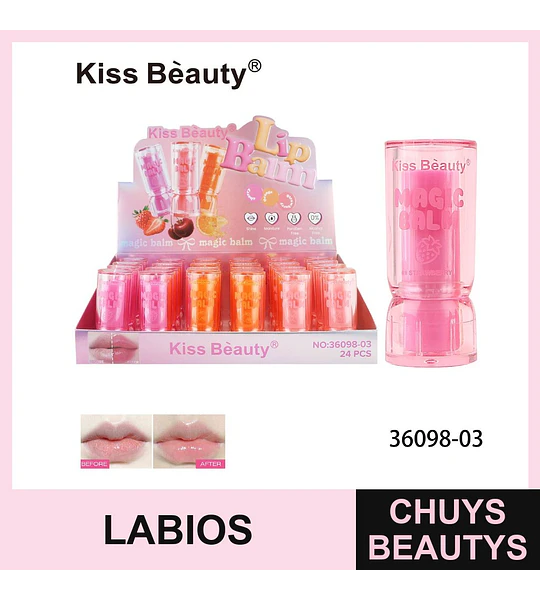 Display de 24 Bálsamos Labiales Mágicos Hidratantes Kiss Bèauty