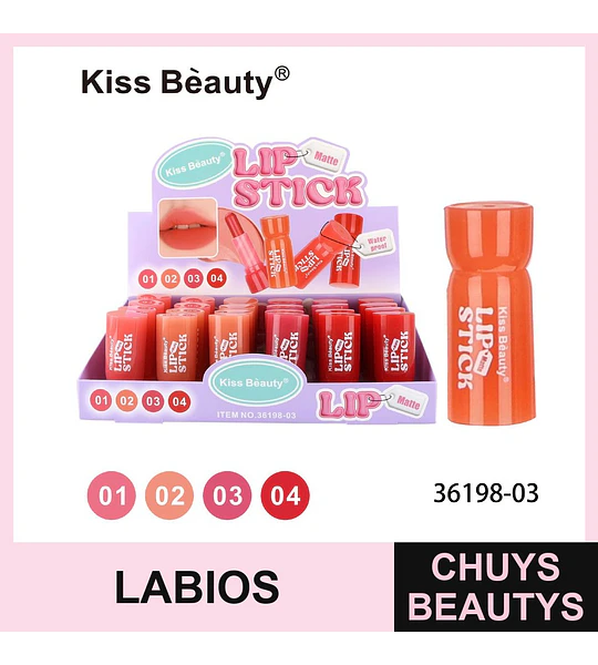 Labial Lipstick Matte Kiss Bèauty de larga duración y resistente al agua