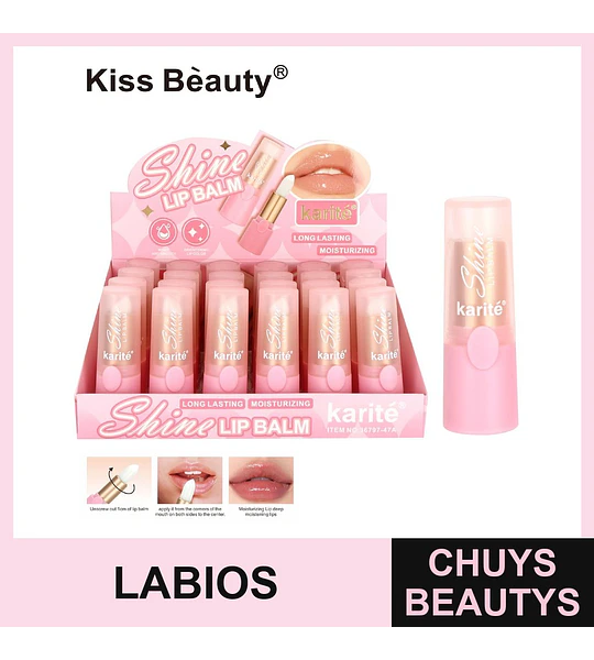 Bálsamo labial Kiss Beauty Shine hidratante y de larga duración