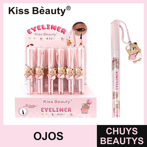 Delineador Líquido Kiss Bèauty de Punta Fina 0.1mm con Encanto de Oso - Chuys Beautys | Chuys Beautys