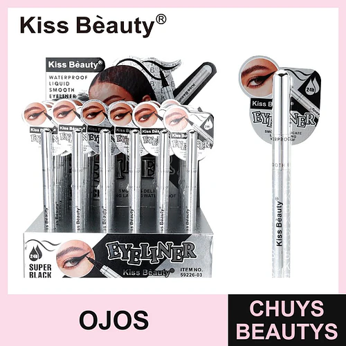 Delineador Líquido Waterproof Super Negro Kiss Beauty 24h - Chuys Beautys | Chuys Beautys