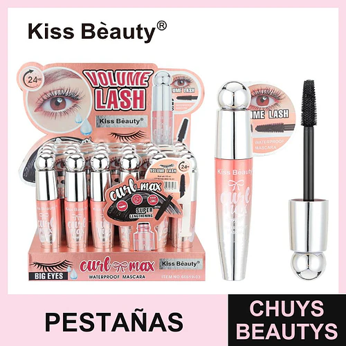 Máscara de Pestañas Kiss Bèauty Volume Lash Curl Max Waterproof 24HR - Chuys Beautys | Chuys Beautys