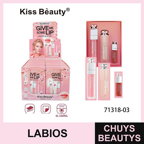 Kiss Beauty Set de Aceite Hidratante y Bálsamo Labial Color Revividor - Chuys Beautys | Chuys Beautys