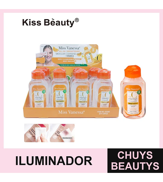 Desmaquillante Micelar Iluminador All-in-1 Vitamina C Miss Vanessa