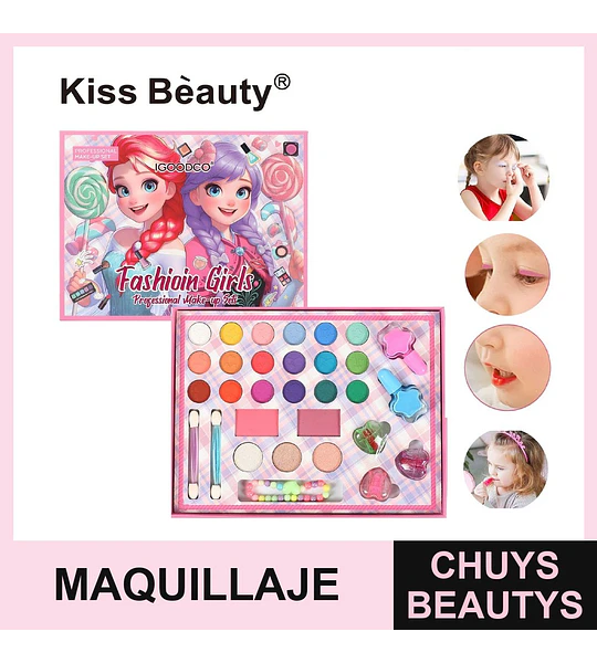 Set de Maquillaje Profesional Kiss Beauty Fashioin Girls 72 Piezas