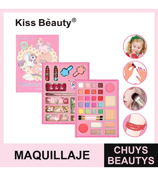 Set de Maquillaje Infantil Completo Unicornio Kiss Bèauty IG3179