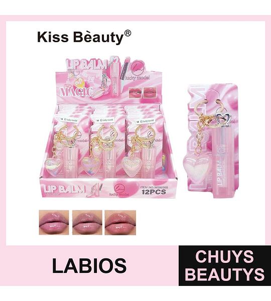 Bálsamo Labial Mágico Hidratante con Llavero Corazón Kiss Bèauty