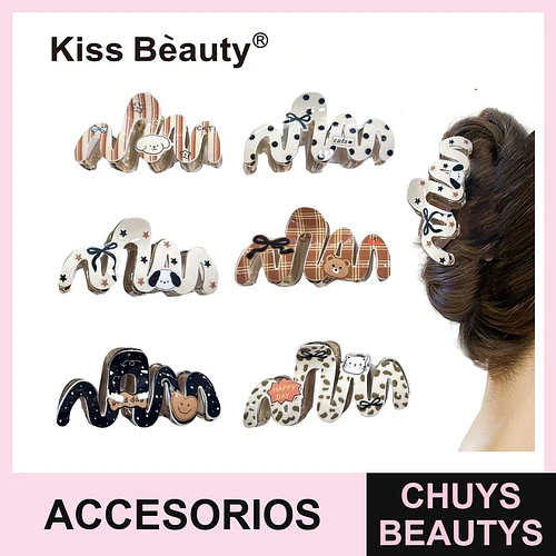 Pinzas de Pelo Grandes Onduladas con Diseños Variados Kiss Beauty - Chuys Beautys | Chuys Beautys