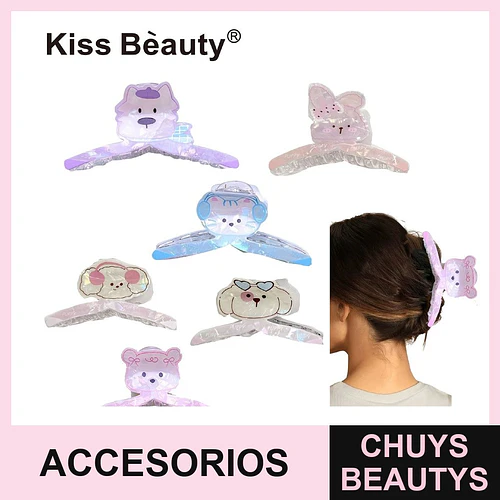 Pinzas de Pelo Grandes Iridescentes con Diseño de Animales Kiss Beauty - Chuys Beautys | Chuys Beautys