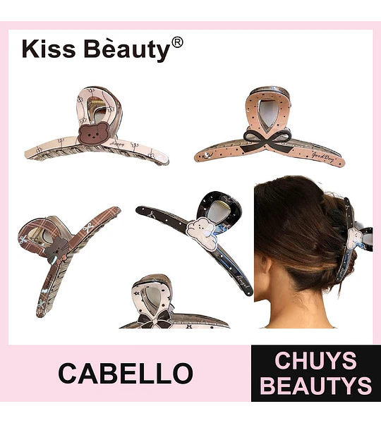 Set de 50 pinzas para el cabello Kiss Bèauty con diseños variados