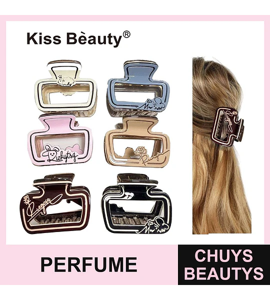 Pinzas para el Cabello Diseño Botella de Perfume Variado Kiss Beauty