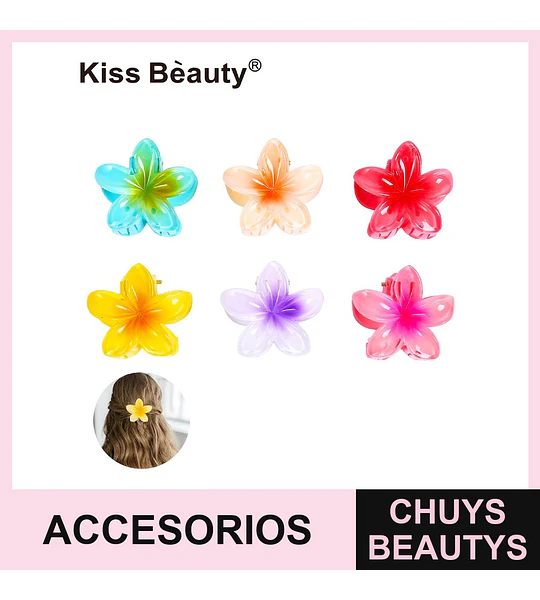 Pinzas de Pelo Flor Transparente Colores Surtidos Kiss Bèauty