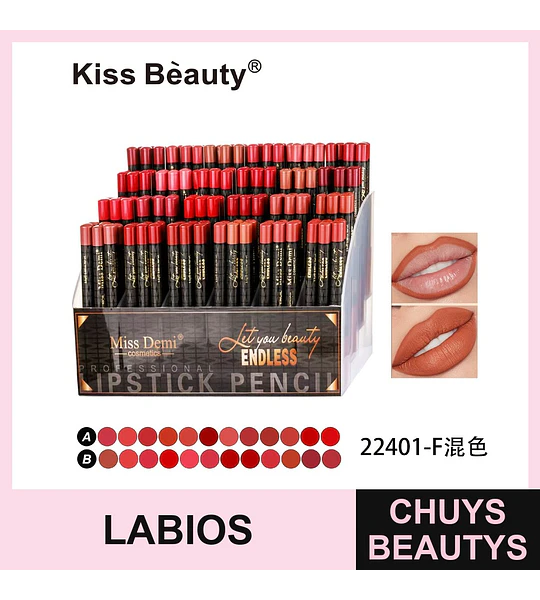 Lápices Labiales Profesionales Miss Demi Endless de Kiss Bèauty, Tonos Variados
