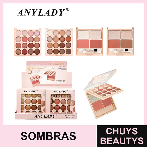 Paleta de maquillaje ANYLADY con 16 sombras y 4 tonos para rostro - Chuys Beautys | Chuys Beautys