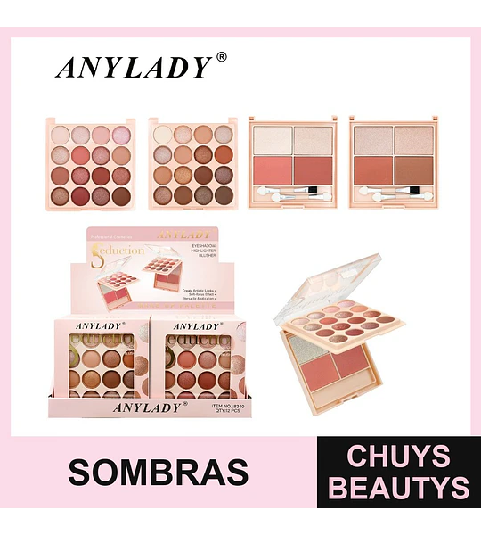 Paleta de maquillaje ANYLADY con 16 sombras y 4 tonos para rostro